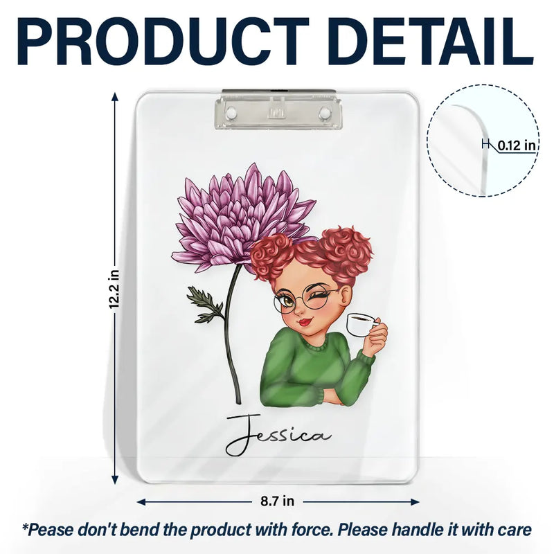 Gift For Women, Gift For Yourself - Birth Month Flowers Bloom Where You're Planted Women - Personalized Acrylic Clipboard
