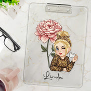 Gift For Women, Gift For Yourself - Birth Month Flowers Bloom Where You're Planted Women - Personalized Acrylic Clipboard