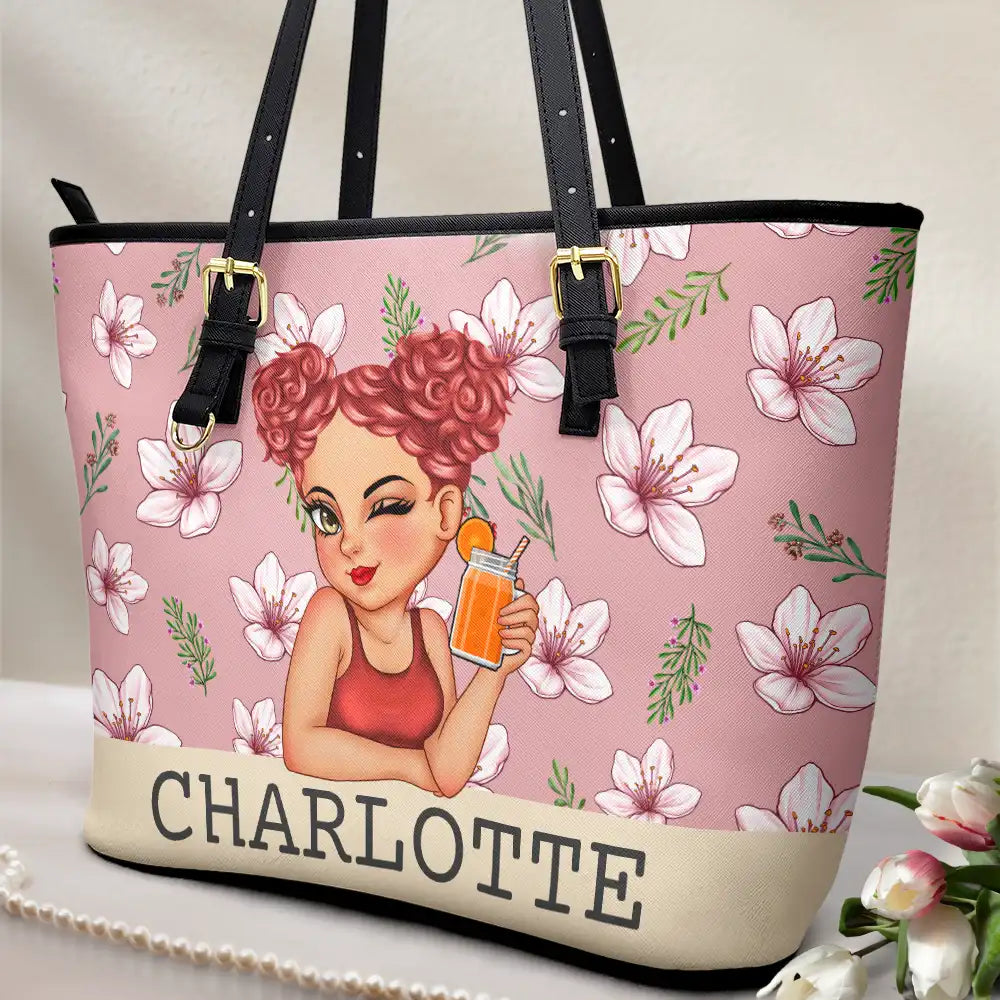 Gift For Mother, Gift For Grandma, Happy, Gift For Wife, Gift For Women, Gift For Yourself - Birth Month Flowers Bloom Where You're Planted Women - Personalized Leather Tote Bag