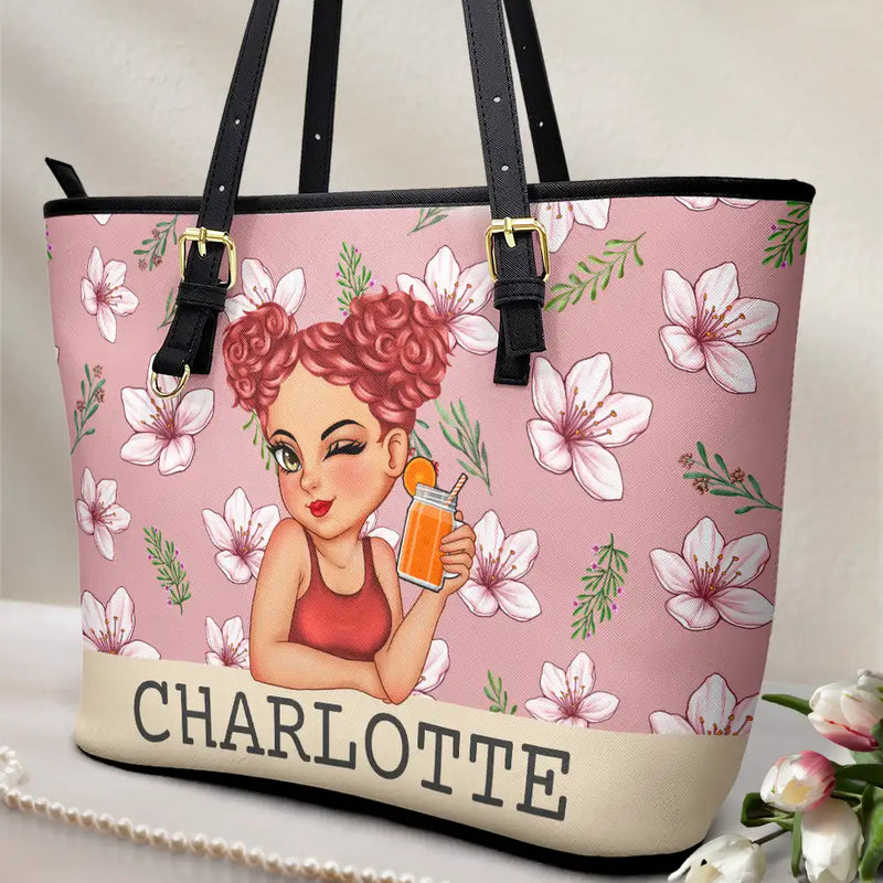Gift For Mother, Gift For Grandma, Happy, Gift For Wife, Gift For Women, Gift For Yourself - Birth Month Flowers Bloom Where You're Planted Women - Personalized Leather Tote Bag