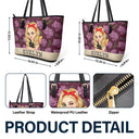 Gift For Mother, Gift For Grandma, Happy, Gift For Wife, Gift For Women, Gift For Yourself - Birth Month Flowers Bloom Where You're Planted Women - Personalized Leather Tote Bag