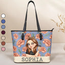 Gift For Mother, Gift For Grandma, Happy, Gift For Wife, Gift For Women, Gift For Yourself - Birth Month Flowers Bloom Where You're Planted Women - Personalized Leather Tote Bag