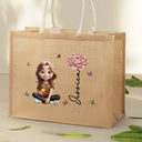 Gift For Yourself,Gift For Women - Birth Month Flowers Bloom Women - Personalized Jute Beach Bag