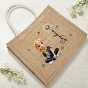 Gift For Yourself,Gift For Women - Birth Month Flowers Bloom Women - Personalized Jute Beach Bag