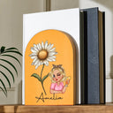 Gift For Yourself, Gift For Women, Happy - Birth Month Flowers Girl Bloom Where You're Planted - Personalized Wood Book Ends