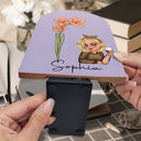 Gift For Yourself, Gift For Women, Happy - Birth Month Flowers Girl Bloom Where You're Planted - Personalized Wood Book Ends