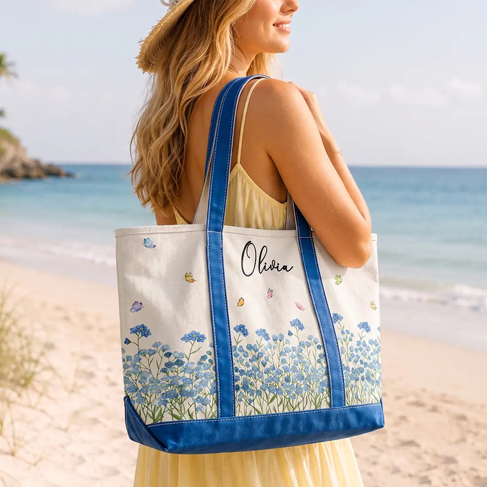 Gift For Yourself, Gift For Women, Icon, Happy - Birth Month Flowers In Bloom - Personalized Fabric Tote Bag
