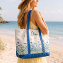 Gift For Yourself, Gift For Women, Icon, Happy - Birth Month Flowers In Bloom - Personalized Fabric Tote Bag