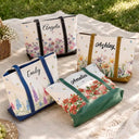 Gift For Yourself, Gift For Women, Icon, Happy - Birth Month Flowers In Bloom - Personalized Fabric Tote Bag