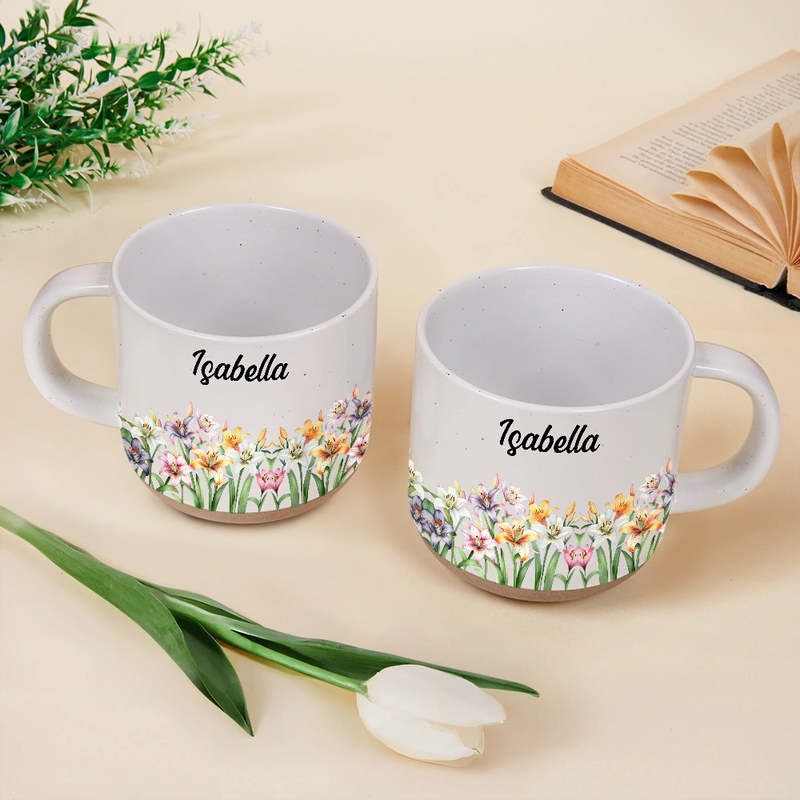 Top Market,Confident,Gift For Yourself,Gift For Women,Icon - Birth Month Flowers In Bloom - Personalized Pottery Mug