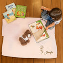 New Dad, New baby, New Mom, Love - Birth Month Flowers Sketch Baby Name - Personalized Embroidered Knitted Baby Blanket