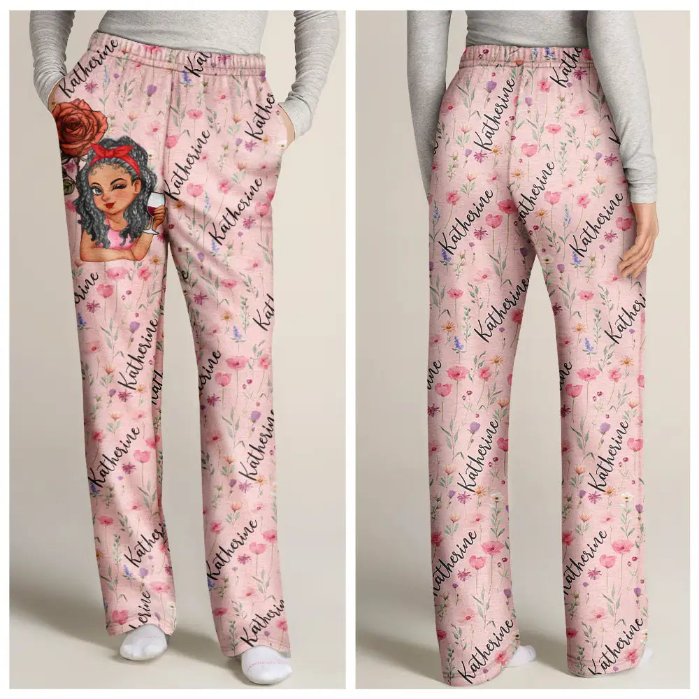 Gift For Yourself,Gift For Women,Happy,Christmas - Birth Month Flowers Turban Woman - Personalized Pajama Pants