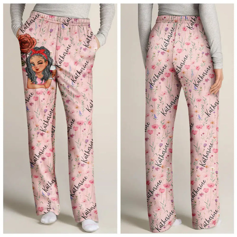 Gift For Yourself,Gift For Women,Happy,Christmas - Birth Month Flowers Turban Woman - Personalized Pajama Pants