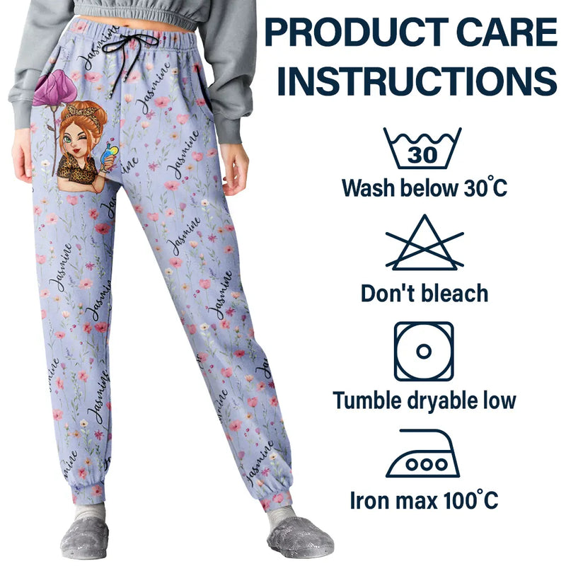 Gift For Yourself,Gift For Women,Happy,Christmas - Birth Month Flowers Turban Woman - Personalized Pajama Pants