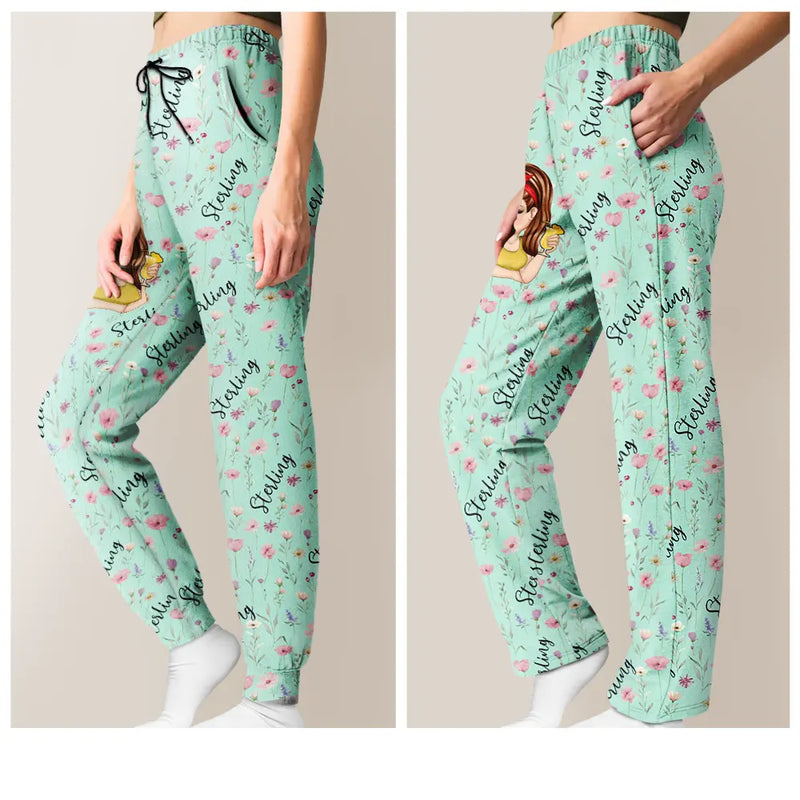 Gift For Yourself,Gift For Women,Happy,Christmas - Birth Month Flowers Turban Woman - Personalized Pajama Pants