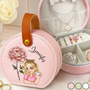 Gift For Yourself,Travel,Gift For Women,Summer,Happy - Birth Month Flowers Woman - Personalized Jewelry Box With Handle