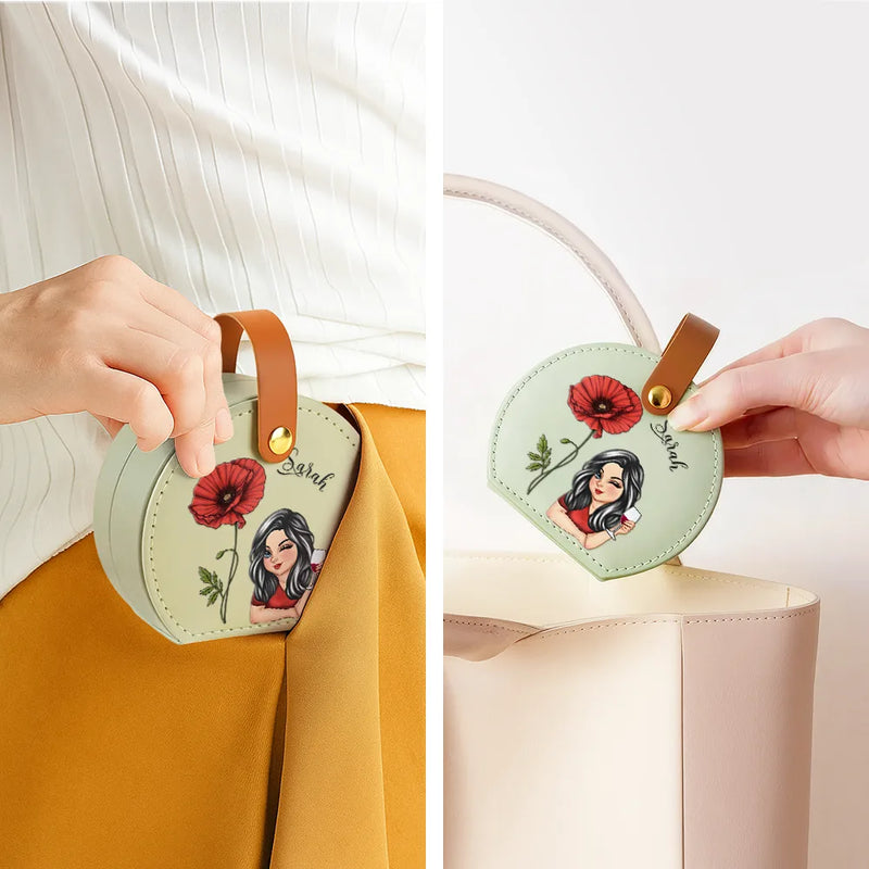 Gift For Yourself,Travel,Gift For Women,Summer,Happy - Birth Month Flowers Woman - Personalized Jewelry Box With Handle