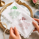 Sentimental,Gift For Children,Gift For Daughter,Wedding,Icon,Custom Text - Birth Flower Toile Blue Wedding Bridal To Daughter Granddaughter - Personalized Handkerchief