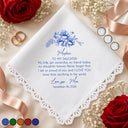 Sentimental,Gift For Children,Gift For Daughter,Wedding,Icon,Custom Text - Birth Flower Toile Blue Wedding Bridal To Daughter Granddaughter - Personalized Handkerchief
