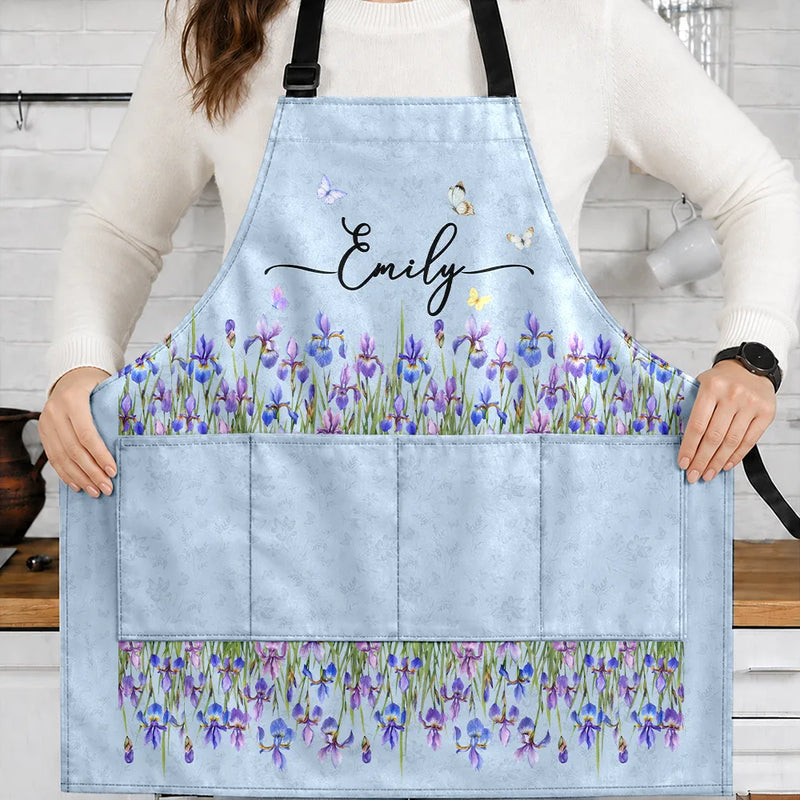 Birth Month Flower Watercolor Blooming In Love - Personalized Apron