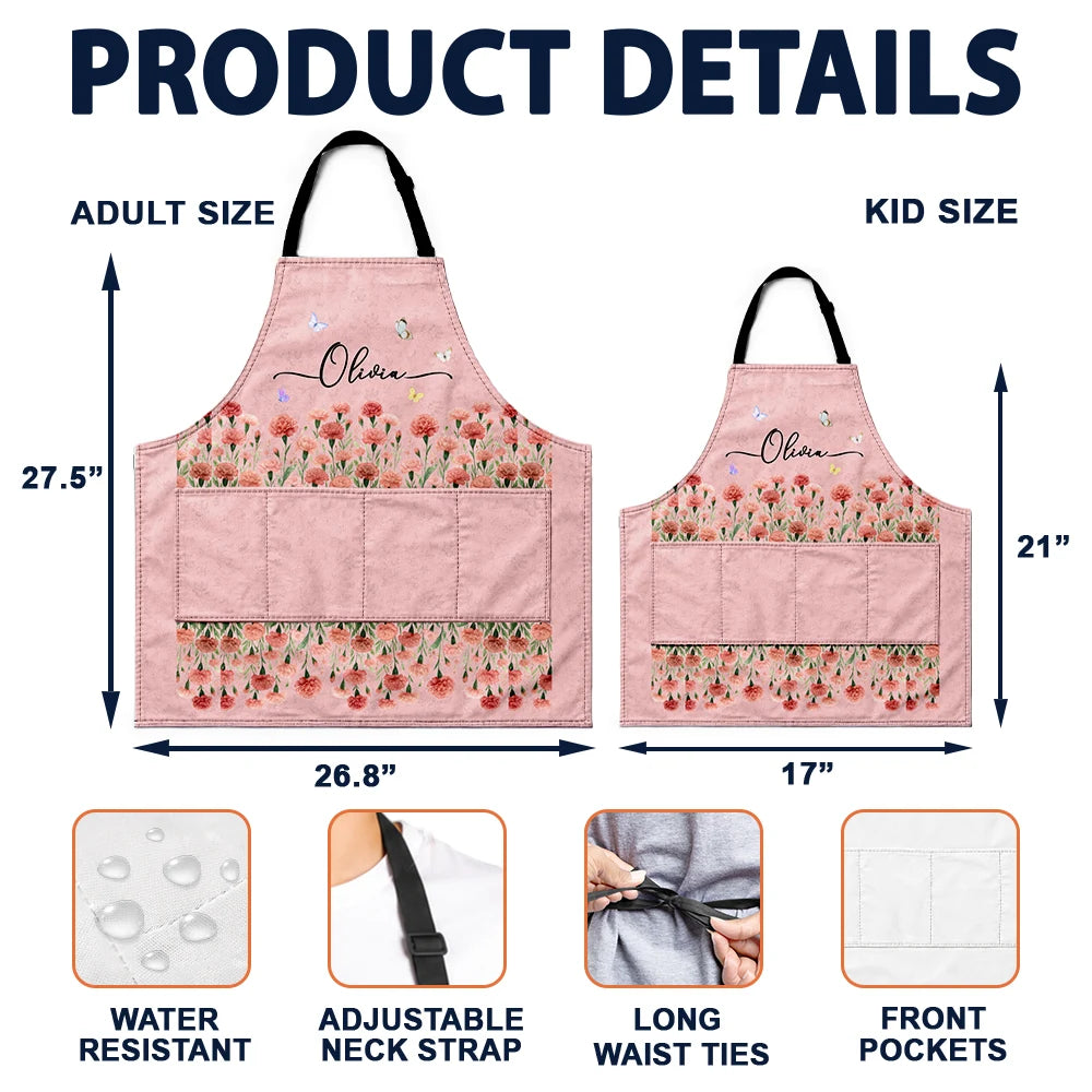 Birth Month Flower Watercolor Blooming In Love - Personalized Apron