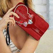 Gift For Wife, Gift For Women, Gift For Mother, Gift For Aunt, Gift For Grandma, Love - Birthstone Grandma And Mom's Precious Gems - Personalized Leather Long Wallet