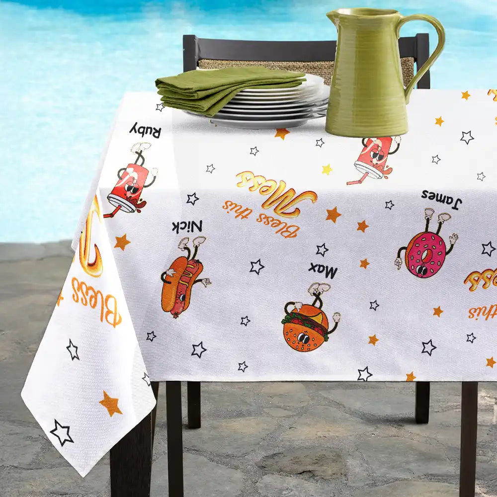 Family,Happy,Gift For Yourself,Gift For Father,Gift For Mother,Icon - Bless This Mess - Personalized Tablecloth
