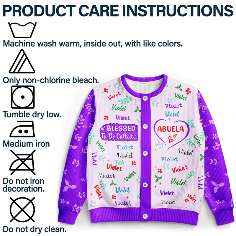 Gift For Grandma,Gift For Mother,Love - Blessed To Be Called Grandma Nana - Personalized Cardigan