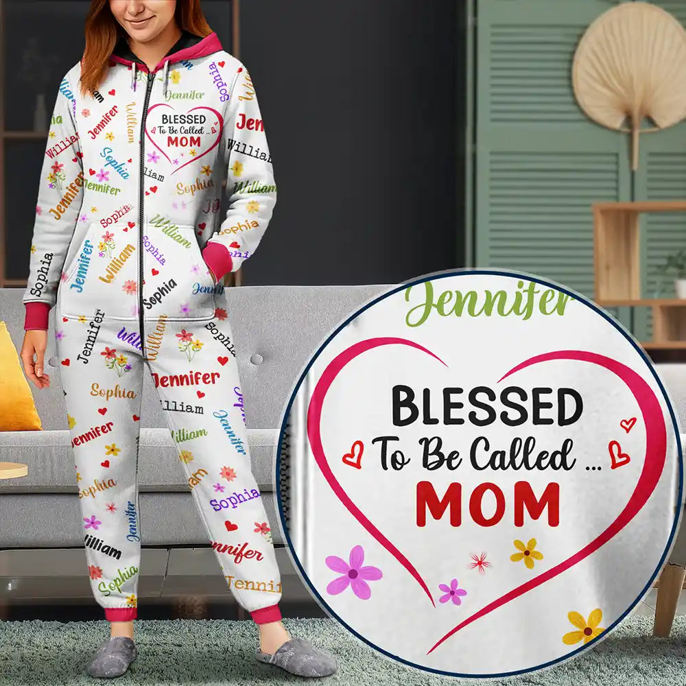 Blessed To Be Called Grandma Nana - Personalized Overall Onesie Hooded Jumpsuit