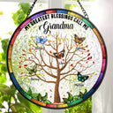 Gift For Grandma - Blessing Call Me - Personalized Stained Glass Window Hanging Suncatcher
