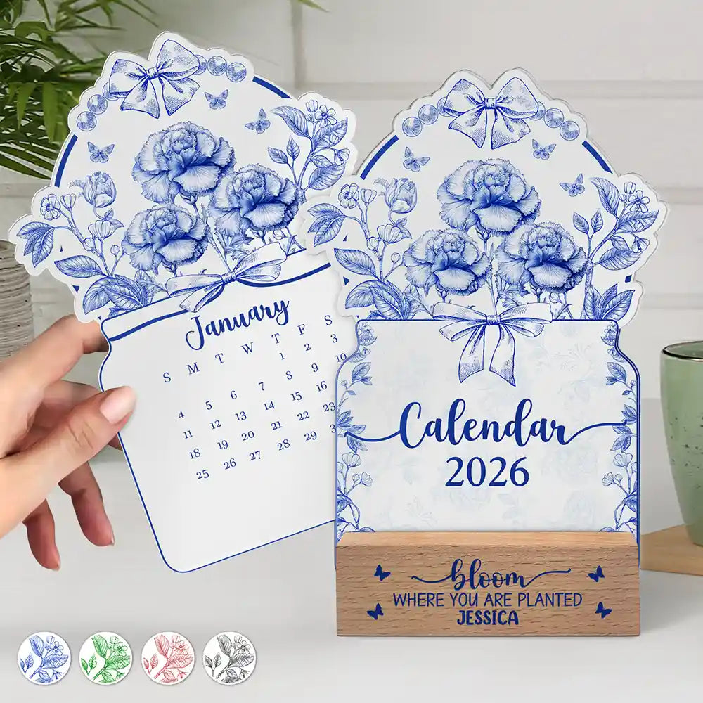 Gift For Yourself,Happy,Christmas - Bloom Where You Are Planted - Personalized Calendar With Wooden Stand