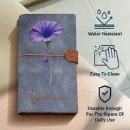 Gift For Yourself,Gift For Women,Happy,Love - Bloom Where You're Planted Texture Effect Birth Flowers - Personalized Leather Vintage Journal