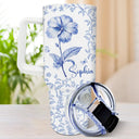 Happy,Gift For Women,Gift For Yourself,Gift For Wife,Gift For Girlfriend,Gift For Sisters,Gift For Grandma - Bloom Where You're Planted Toile Birth Flower - Personalized 40oz Tumbler With Straw