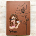Gift For Yourself,Gift For Wife,Gift For Women,Gift For Aunt,Gift For Mother,Gift For Grandma,Gift For Daughter,Gift For Sibling,Gift For Sisters,Gift For Bestie,Non-Eng - Bloom With Flower And Name - Personalized Leather Journal