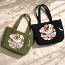 Happy,Gift For Wife,Gift For Yourself,Gift For Women,Gift For Mother,Gift For Grandma - Blooming In Mom's Grandma’s Hands - Personalized Corduroy Tote Bag