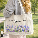 Happy,Gift For Wife,Gift For Girlfriend,Gift For Yourself,Gift For Women,Gift For Aunt,Gift For Mother,Gift For Grandma,Gift For Daughter,Gift For Sisters,Gift For Bestie - Blooms With Love - Personalized Corduroy Tote Bag