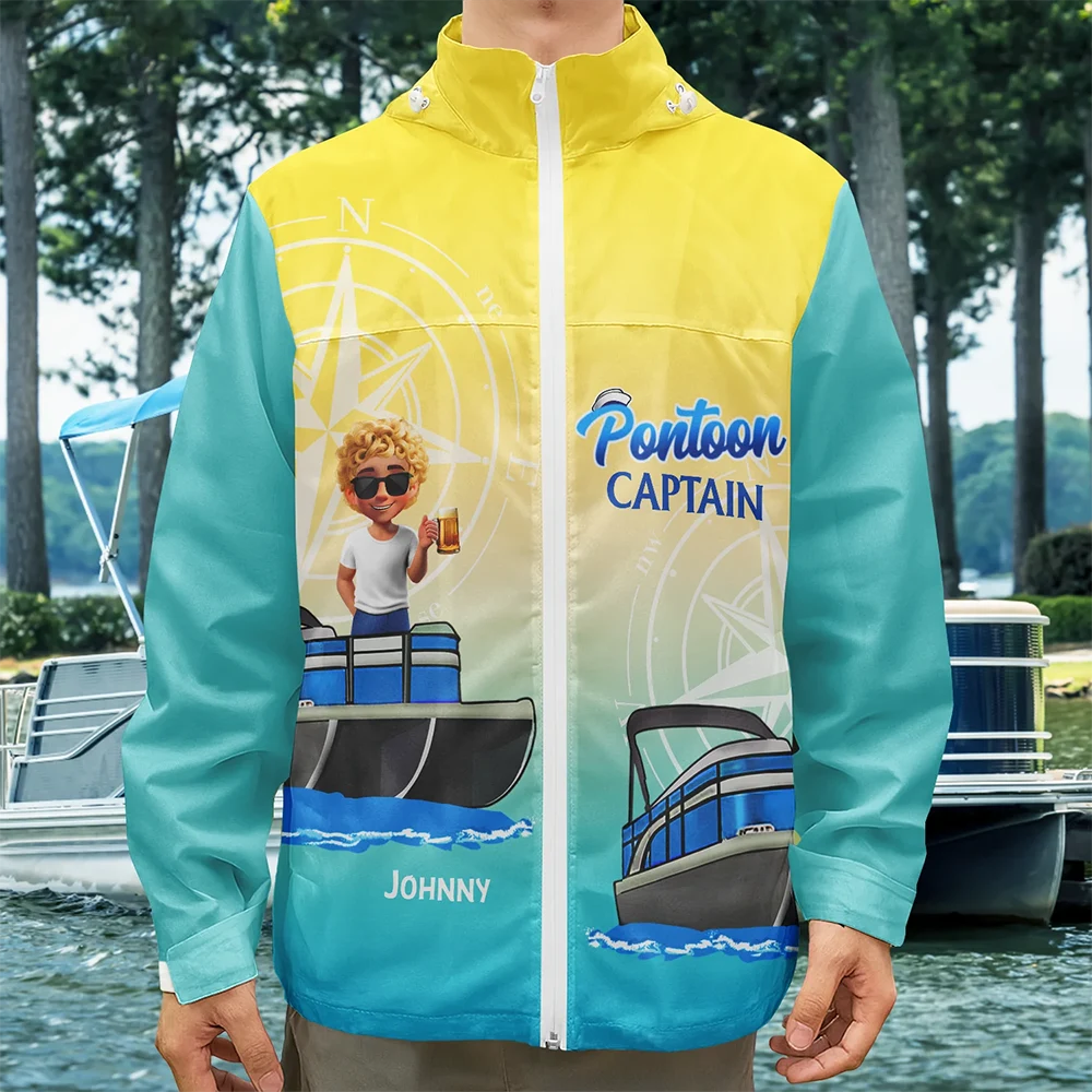 Pontoon,Gift For Men,Funny - Boating Pontoon Captain Traveling 3D Effect - Personalized Rain Jacket