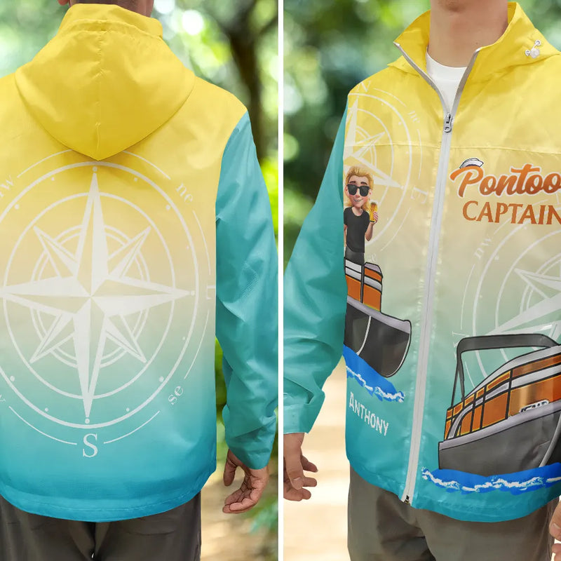 Pontoon,Gift For Men,Funny - Boating Pontoon Captain Traveling 3D Effect - Personalized Rain Jacket