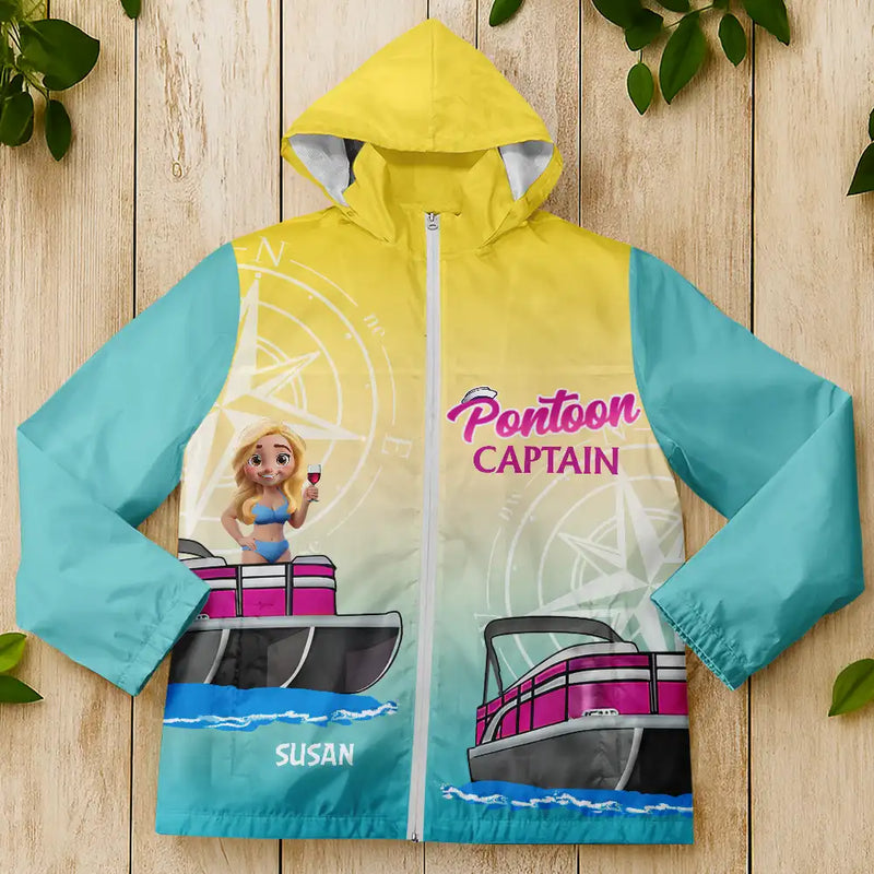 Pontoon,Gift For Men,Funny - Boating Pontoon Captain Traveling 3D Effect - Personalized Rain Jacket