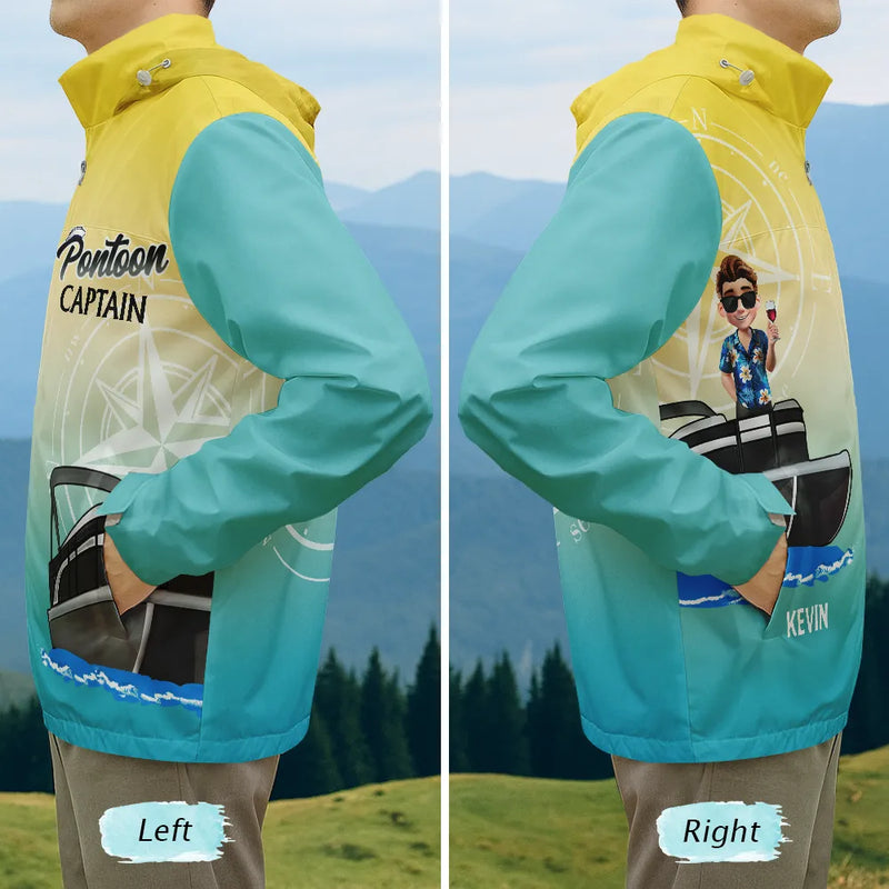Pontoon,Gift For Men,Funny - Boating Pontoon Captain Traveling 3D Effect - Personalized Rain Jacket
