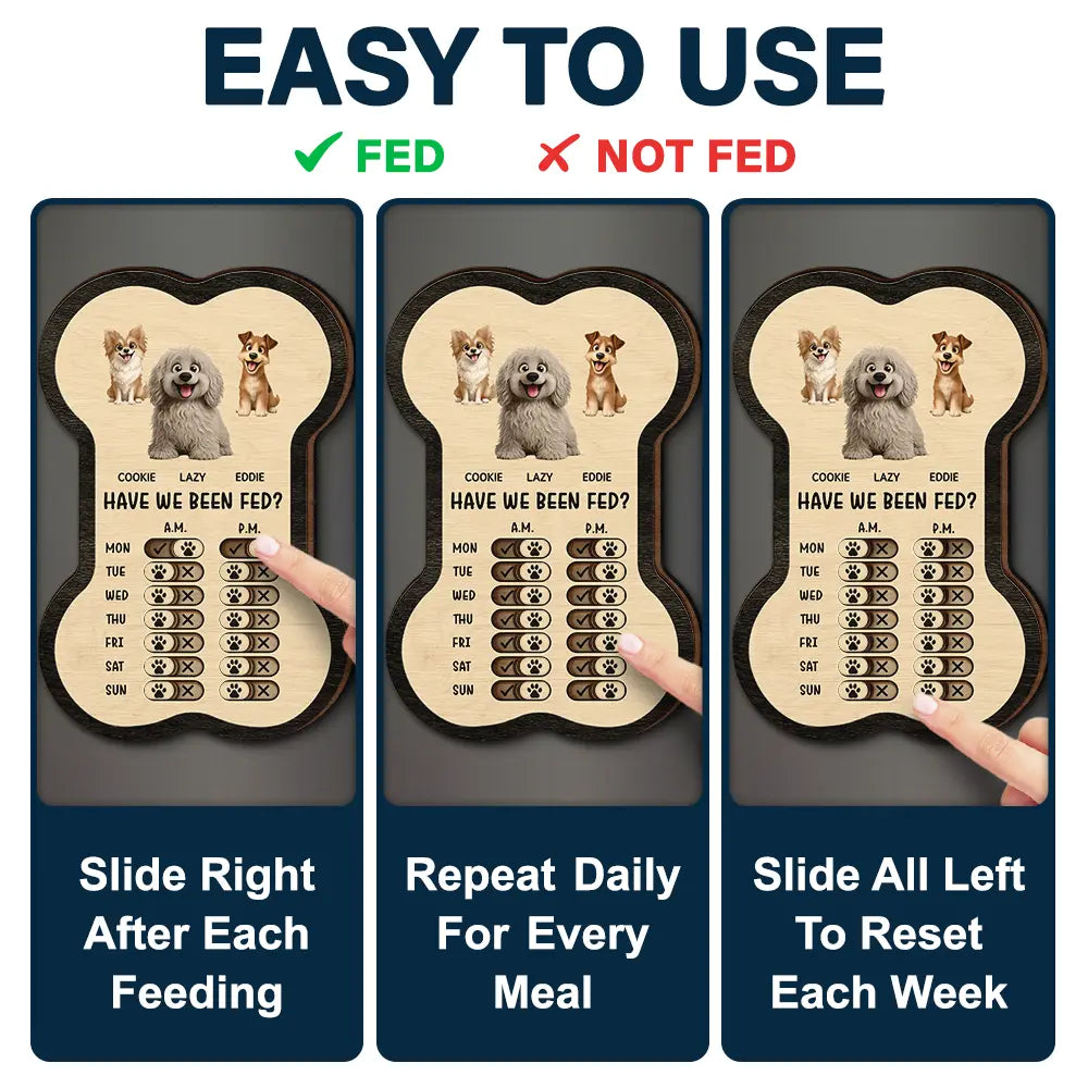 Bone Shaped Feeding And Medication Tracker - Personalized Wooden Pet F ...