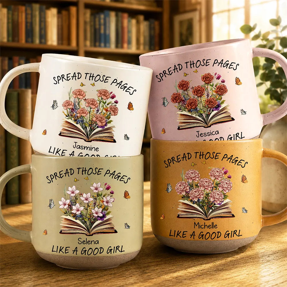 Book Lovers Spread Those Pages - Personalized Pottery Mug