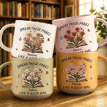 Book Lovers Spread Those Pages - Personalized Pottery Mug