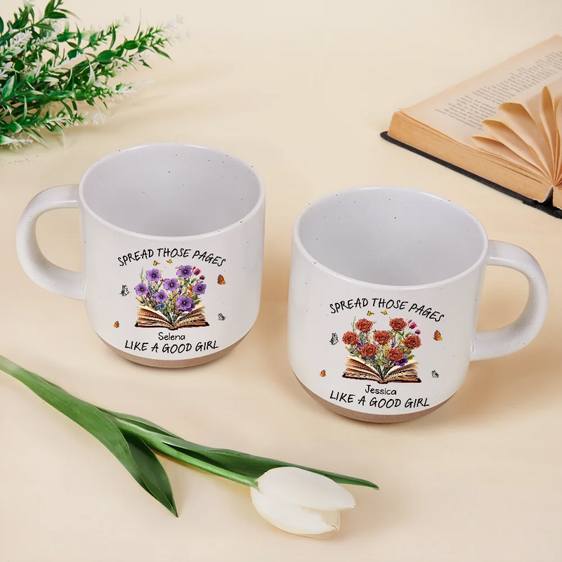 Christmas,Humorous,Reading,Gift For Yourself,Icon - Book Lovers Spread Those Pages - Personalized Pottery Mug
