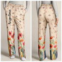 Reading,Gift For Yourself,Gift For Women,Icon,Happy - Book Lovers Watercolor Birth Month Flower - Personalized Pajama Pants