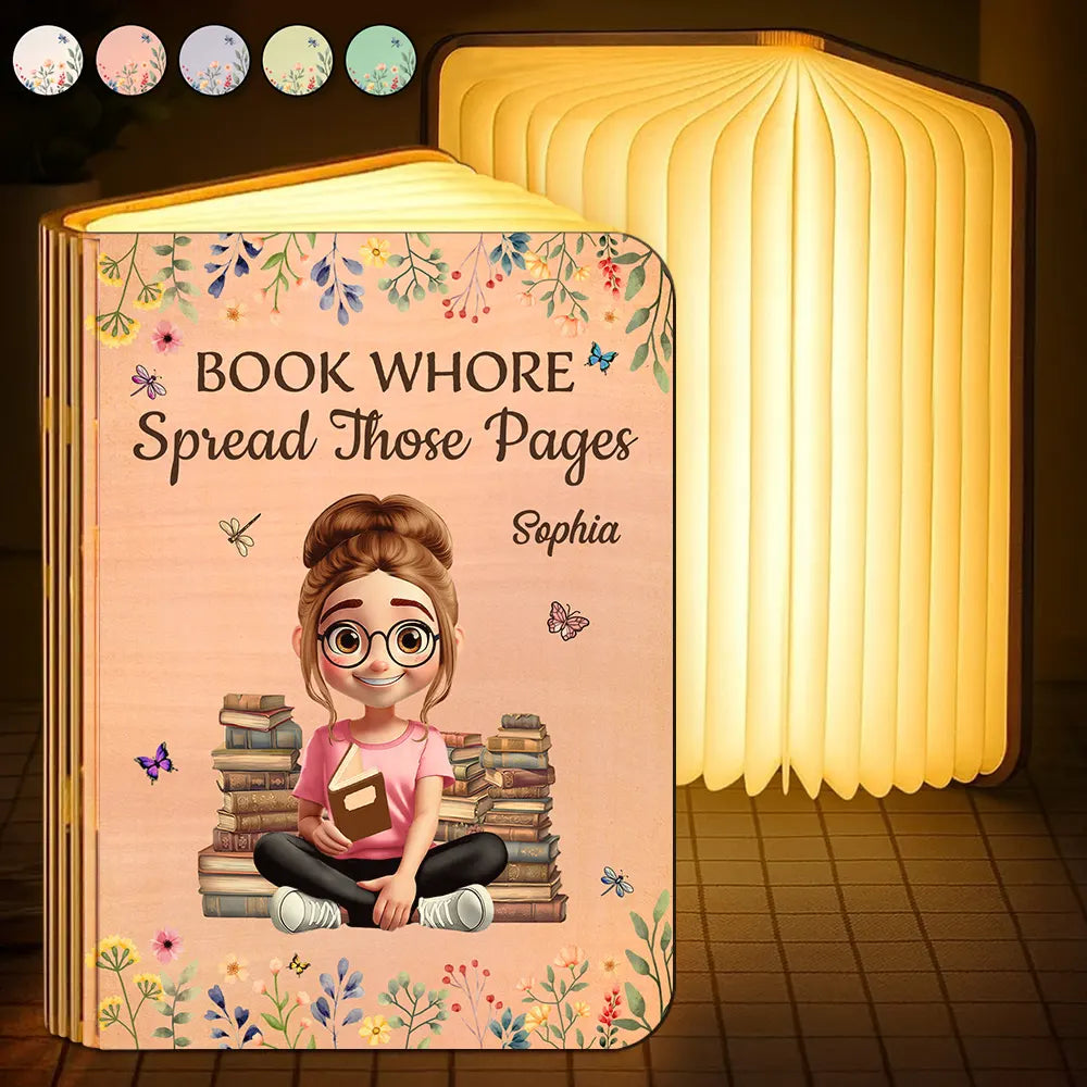 Gift For Yourself, Gift For Women, Gift For Men, Reading, Happy - Book Whore Spread Those Pages - Personalized Book Lamp