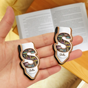 Gift For Yourself,Reading - Bookish Monogram - Personalized Custom Shaped Leather Magnetic Bookmark