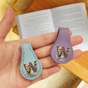Reading,Gift For Yourself,Gift For Women,Happy - Bookish Monogram Girl With Book - Personalized Circle Leather Magnetic Bookmark