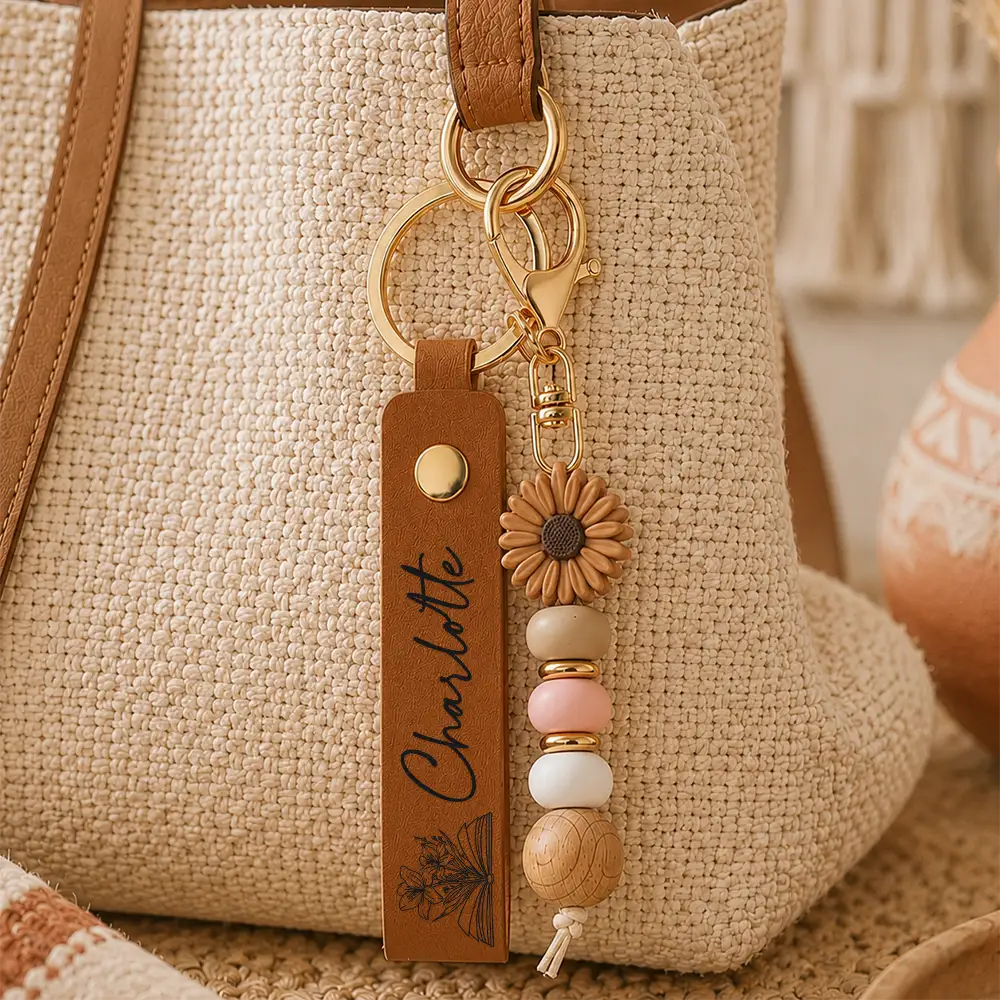 Gift For Yourself, Gift For Women, Reading, Adorable, Icon - Books Birth Month Flower - Personalized Leather Beaded Keychain