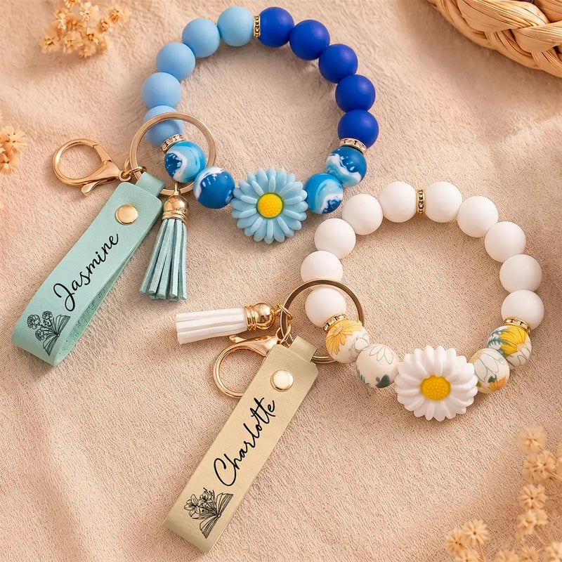 Gift For Yourself, Gift For Women, Reading, Adorable, Icon - Books Birth Month Flower - Personalized Leather Beaded Keychain